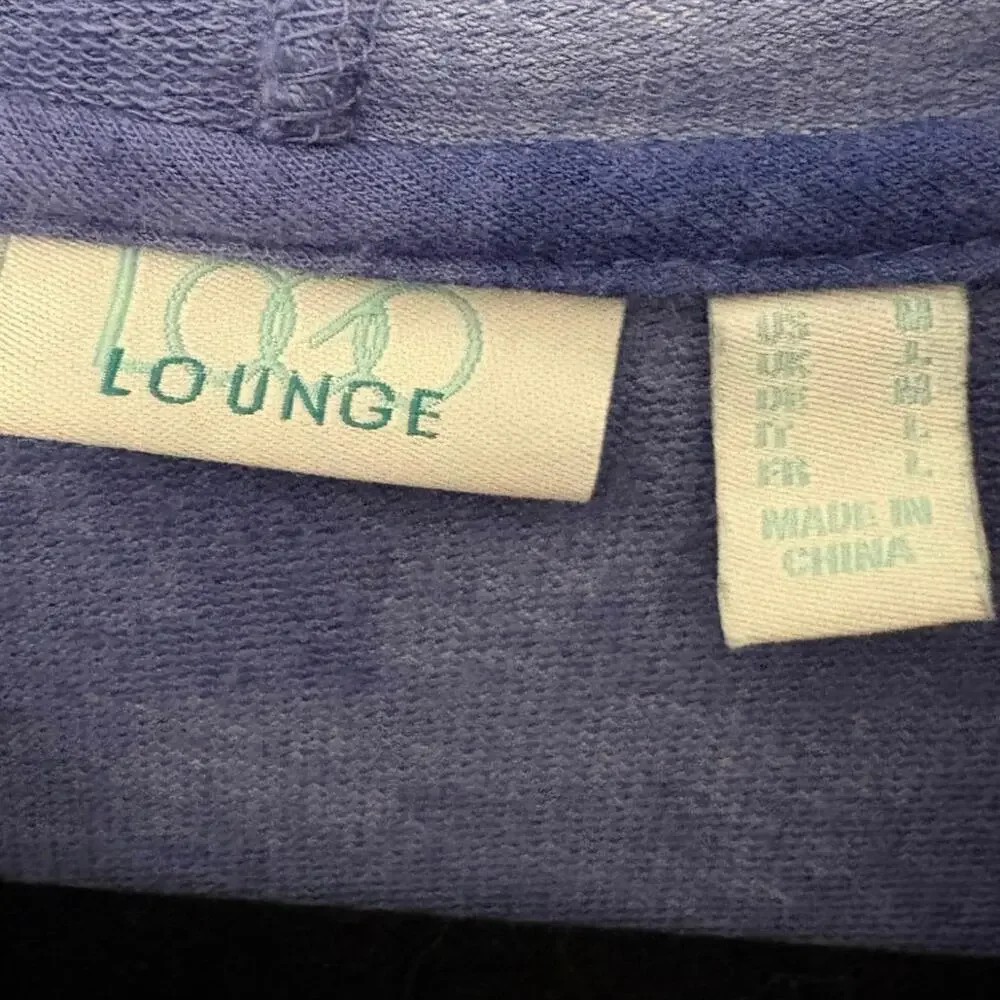 Logo by Lori Goldstein Open Front Top Cardigan Hooded Light Flowy Purple Ruffle - Picture 3 of 9